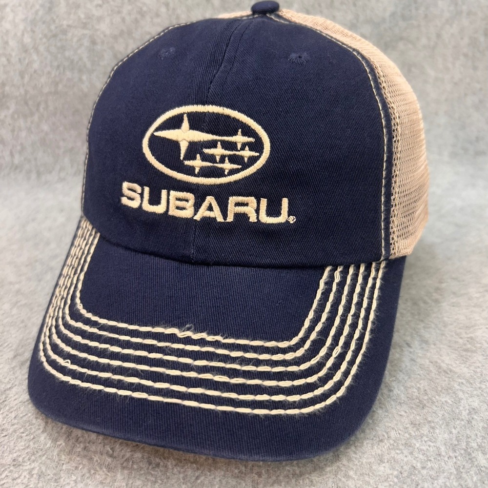 Subaru Logo Mens Blue Quake City Caps Trucker Hat Mesh Embroidered OSFM